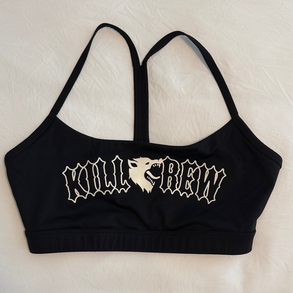 Kill Crew Black Sports Bra with Bold Logo